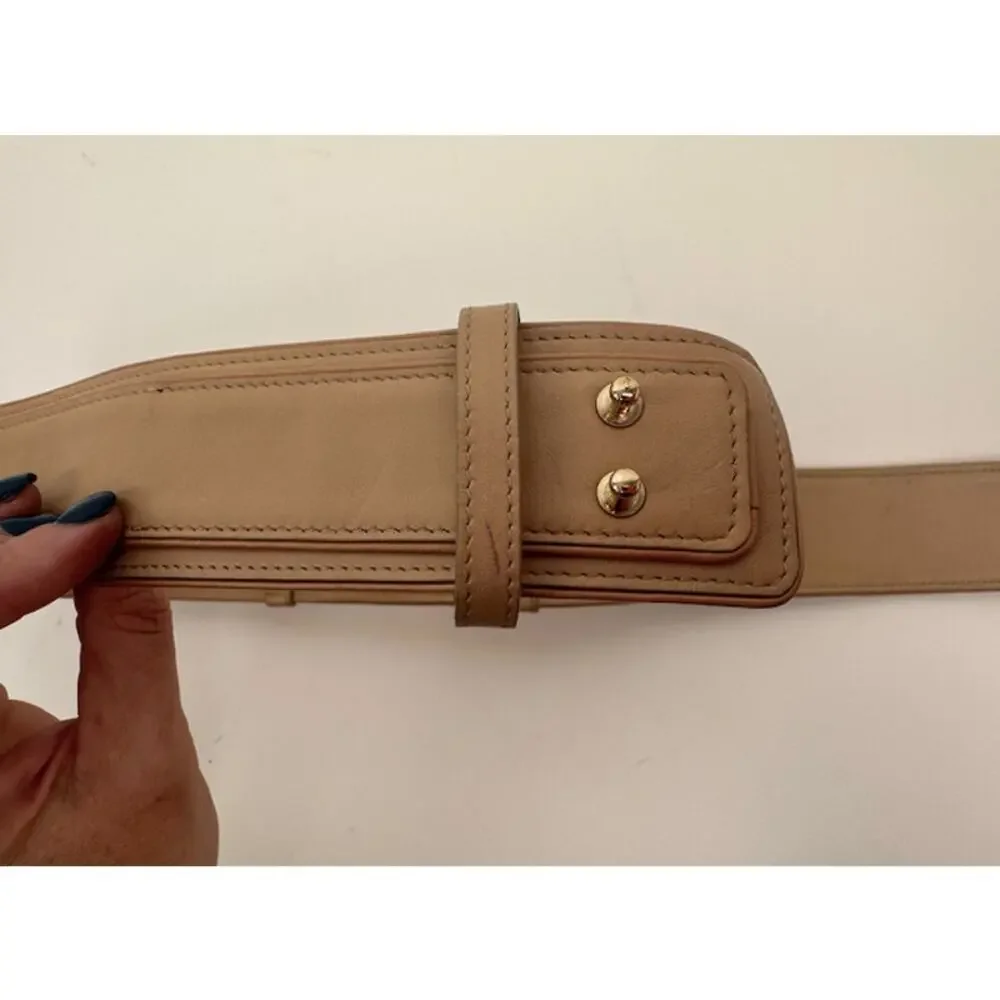 Chloé Blush Neutral Leather Designer Waist Wide Belt Size M